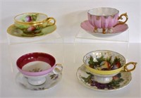 HAND-PAINTED CHINA CUPS & SAUCERS