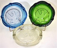 THREE PATRIOTIC ASHTRAYS