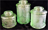 TIARA GREEN "SANDWICH" CANISTER SET