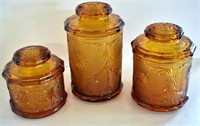 TIARA AMBER "SANDWICH" CANISTER SET