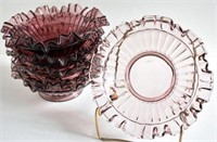 SIX PLUM RUFFLED BOWLS