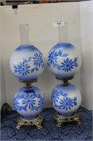PAIR OF GONE WITH THE WIND STYLE OIL LAMPS