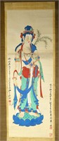 Chinese Watercolor Painting on Scroll (Guanyin)