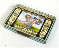 Silver Enamel Box w Three Nude Girls