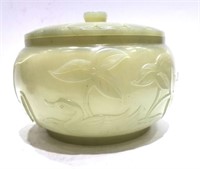 Chinese Carved Jade Bowl with Cover