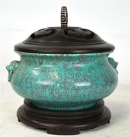 Chinese Incense Burner w Cover and Base