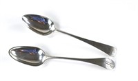 Two 18th C American coin silver tablespoons