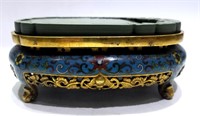 Chinese Duan Inkstone with Cloisonne Base