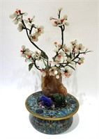 Chinese Stone Tree with Cloisonne Planter
