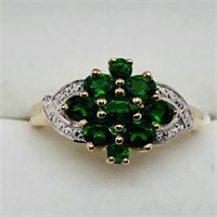 Gold Plated Silver Chrome Diopside Ring