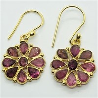 Gold Plated Silver Tourmaline  Earrings