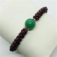 Silver Garnet Strechable Bracelet