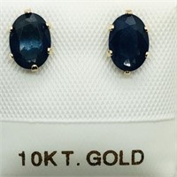 10K Yellow Gold Sapphire (1.5ct)  Earrings,