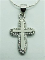 Silver Cubic Zirconia Cross Shaped Pendant