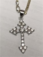 Silver Cubic Zirconia Cross Shaped Pendant