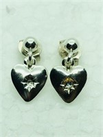 Silver Cubic Zirconia Heart Shaped Earrings