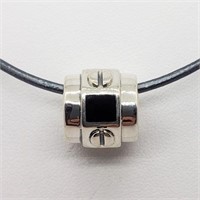 Silver Onyx Bead With Cord Necklace