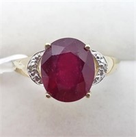 Gold Plated Silver Ruby And Diamond Ring