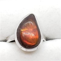 Silver Natural Canadian Ammolite Ring