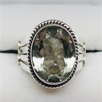 Silver Green Amethyst Ring