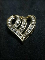 Gold heart pendant with diamonds marked 14K
