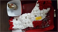 Red tray with Christmas items