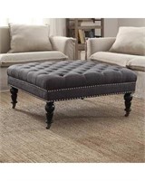 Isabelle Cora Washed Charcoal Accent Ottoman