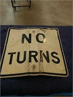 No turns metal sign
