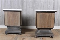 Pair Deco Style Console Tables w Marble Tops