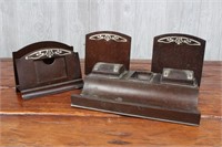 Heintz Bronze and Sterling Silver Desk Set
