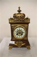 Oak & brass mounted table clock, c 1890