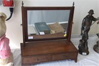 Antique mahogany dressing table mirror, two drawer