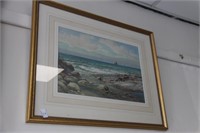 Watercolor of Manx coastline