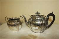 Silver plated teapot & bowl by Walker & Hall.