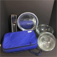 Glass Mixing Bowls, Pyrex Dish with Lid & Carrier