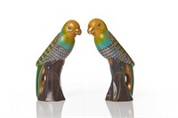 Pair of Chinese cloisonne enamelled parrots