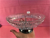 Divided Vintage Metal Rimmed Glass Serving Dish