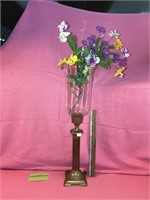 Tall Brass and Glass Candle Holder