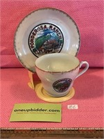 Vintage Ponderosa Ranch Cup and Saucer on Stand