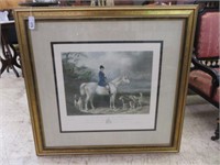 FRAMED ENGRAVING MR.WILL LONG ON "BERTHA" 34.5"T