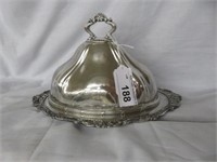 WALLACE AND GM CO. SILVERPLATED BUTTER DISH 10"