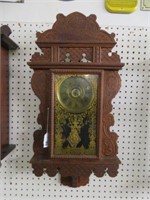 ANTIQUE CARVED OAK GINGERBREAD SESSIONS WALL CLOCK