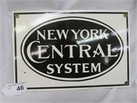 PORCELAIN "NEW YORK CENTRAL SYSTEM" SIGN 8"T X