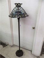 TIFFANY STYLE STAINED GLASS FLOOR LAMP 60"T