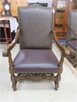 VERY NICE NAIL TRIMMED AND CARVED PARLOR CHAIR