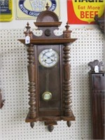 ANTIQUE CARVED WALNUT REGULATOR WALL CLOCK WITH