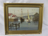 FRAMED OIL ON BOARD "SAILBOATS" SIGNED F.ANDERSON