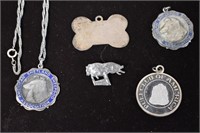 Group Sterling Dog Pins/ Medals, etc