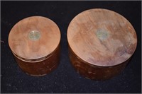 Pair Handmade Round Wooden Trinket Boxes Bermuda