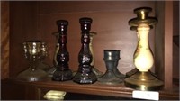 Estate Lot of candle holders Sterling Ruby Red